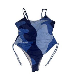 Womans plus size bathing suit swim suit size 3XL blue camouflage One Piece NWOT